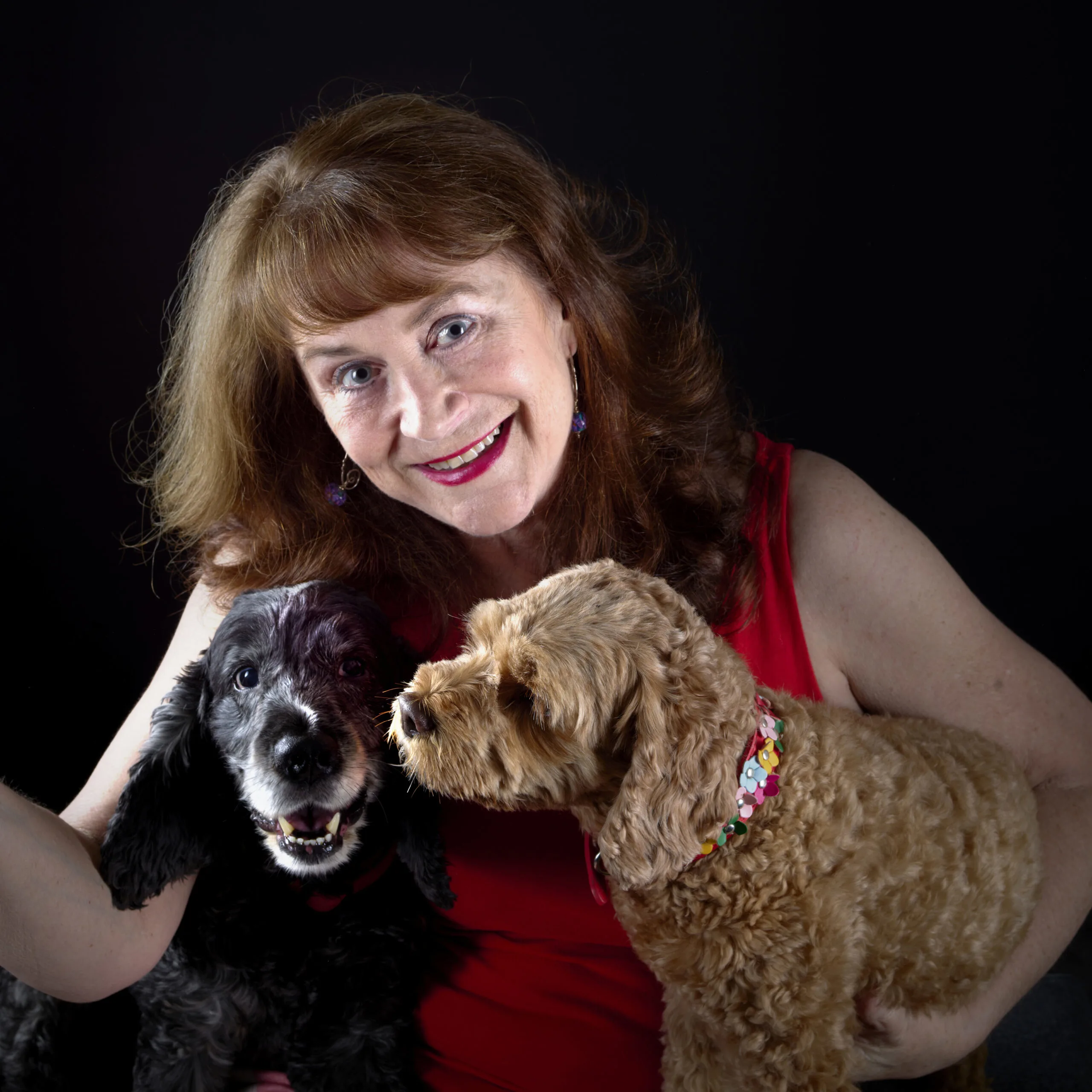 Crazy Dog Lady at Happy Paws Studio Professional Pet Photographer Anne with her dogs