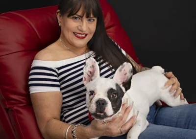 Dog and Owner in a professional pet photo shoot at Happy Paws Studio in Brisbane